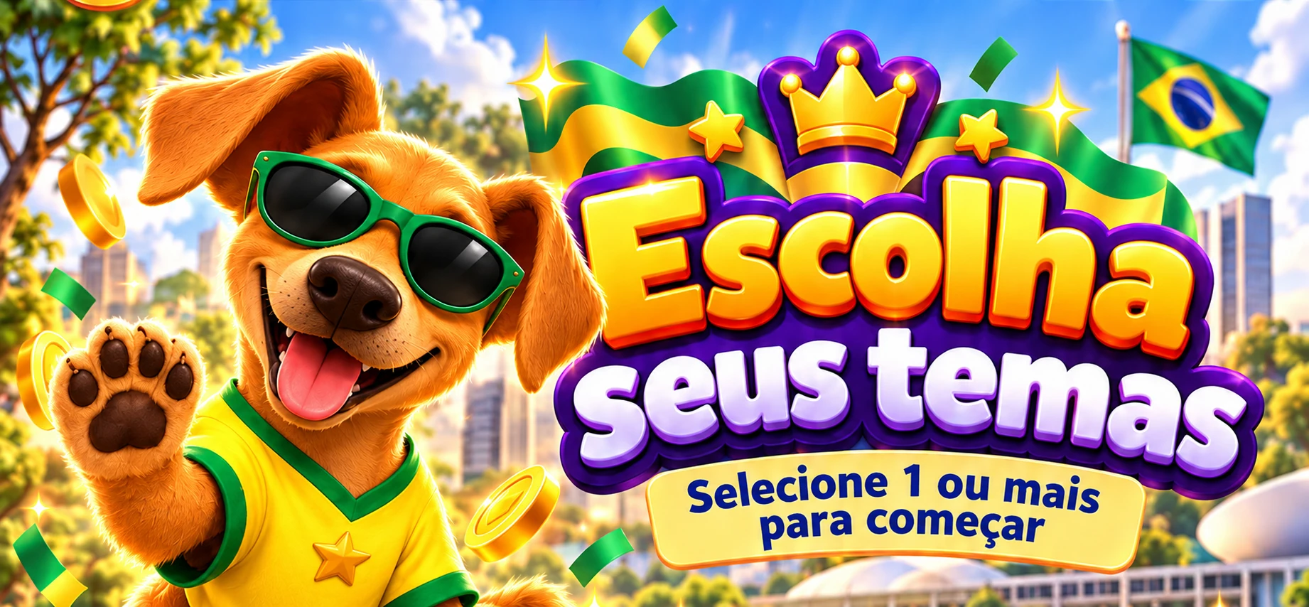Caramelo convidando a escolher os temas
